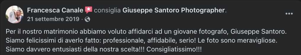 Giuseppe Santoro Wedding recensioni